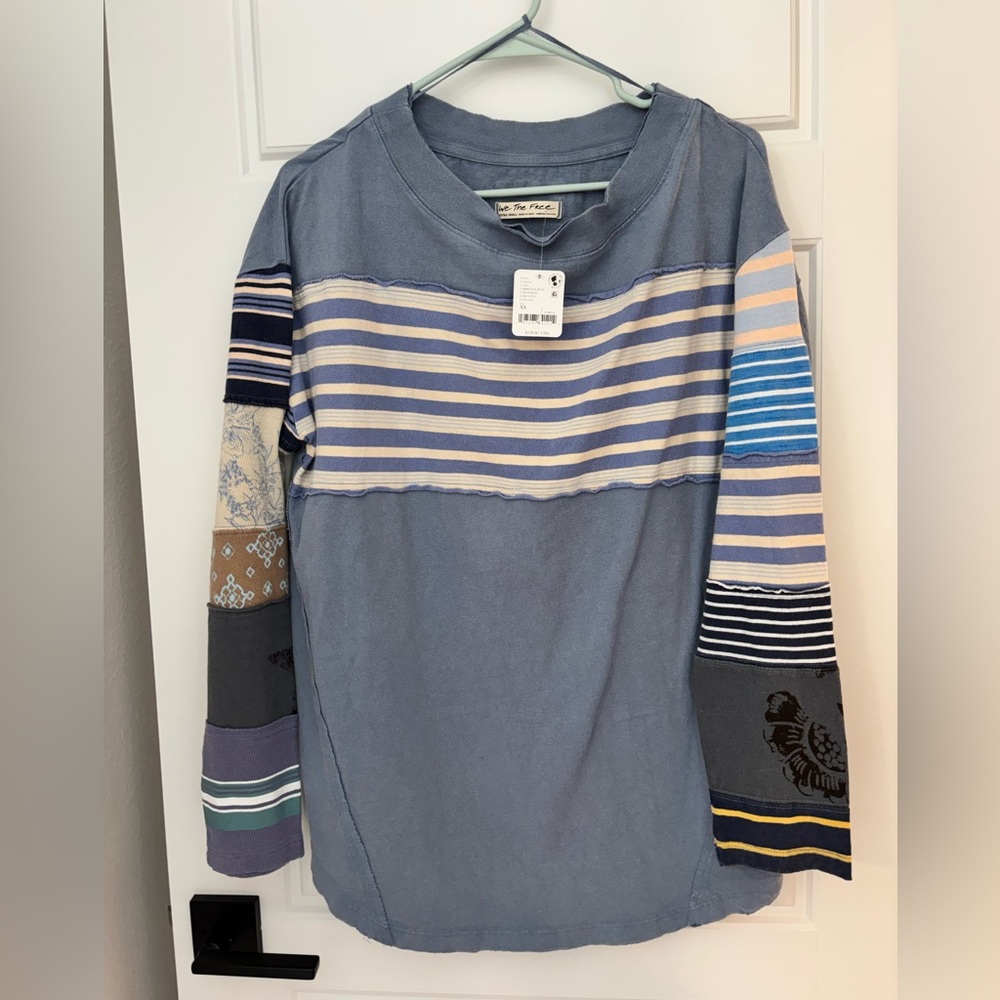 We The Free Long Sleeve Shirt - Blue with Multicolor Stripes